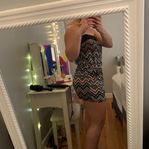 Strapless multi-colored romper